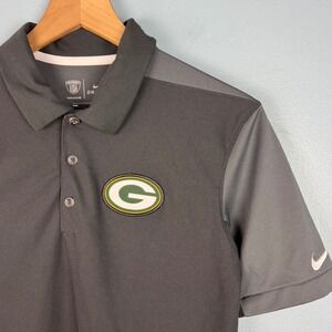 Nike Dri Fit NFL Green Bay Packers Men's Small Gray Short Sleeve Polo Shirt Logo